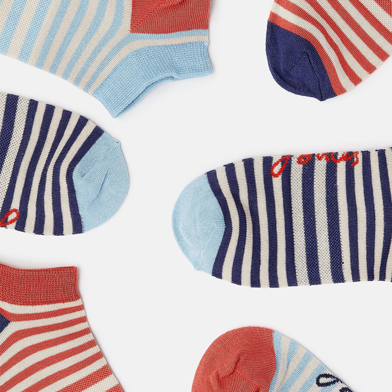 Joules Rilla 3 Pack Trainer Socks - Blue Multi - UK 4-8-1